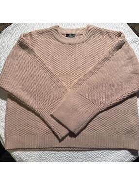 TOPSHOP Pinkish Tan Sweater Checkered Ribbed Knit Size 10